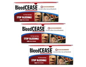 BleedCEASE First Aid 100 Sterile Packings Each - Pack of 3 - Picture 1 of 4