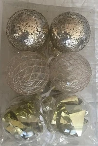 Elegant Gold Christmas Ornament Set – 12 Count For Tree Wreath Holiday Decor - Picture 1 of 4