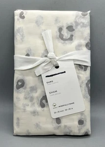 NUEVO Pottery Barn Leopardo de las Nieves Algodón Orgánico Percal, Euro Almohada Sham, Cuadrado - Imagen 1 de 6