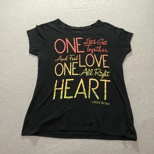 Bob Marley T Shirt Women's 2XL One Love Heart Lyric Music Hippie Indie Festival - Picture 1 of 7