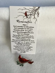 Red Cardinal On Branch Bereavement Pin Keepsake, Lapel Backpack - Picture 1 of 5