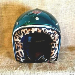 RUBY Jet Helmet Green Size L 59/60 – Leopard Interior, Premium PS Model - Picture 1 of 15