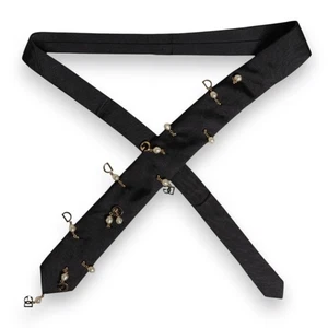 Corbata ajustable DOLCE & GABBANA negra lisa 100 % logotipo adornada 1120usd - Imagen 1 de 8