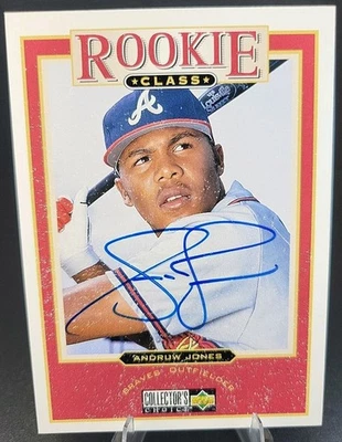 1997 Upper Deck Collector's Choice Rookie Class Andruw Jones #1 en tarjeta automático en muy buena condición Foto 1 de 3