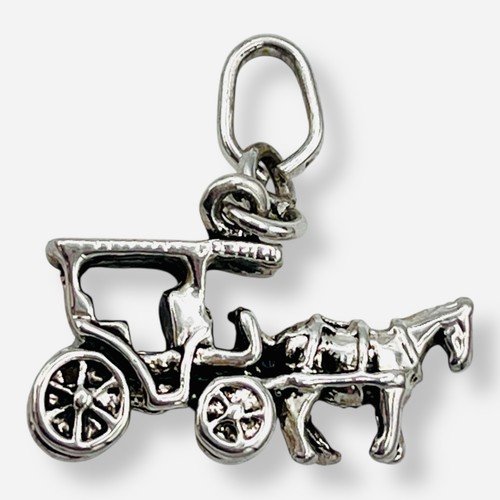 COACH Ciondolo Charm Carrozza Trainata da Cavalli Carrozza Tono Argento