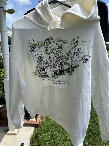 OFF WHITE Felpa con cappuccio pullover grafica Disney Winnie The Pooh crema unisex taglia XL