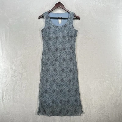 Vintage Believe Dress Size 4 Blue Paisley Chiffon Fairy Romantic Midi Country - Image 1 of 4