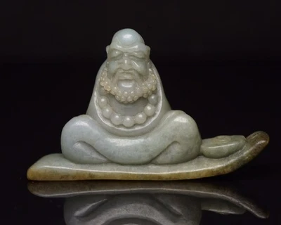 Antigua figura china de jadeíta tallada en jade de la dinastía Qing Jade Siddhartha Gautama Foto 1 de 4