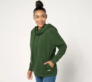 Peace Love World Alina French Terry Cowl Neck Sweatshirt Hunter Green 1X New - Picture 1 of 1