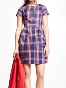 Brooks Brothers rot Fleece kariert Kleid Gr. 6 gefüttert adrett Urlaub knielang - Bild 1 von 8