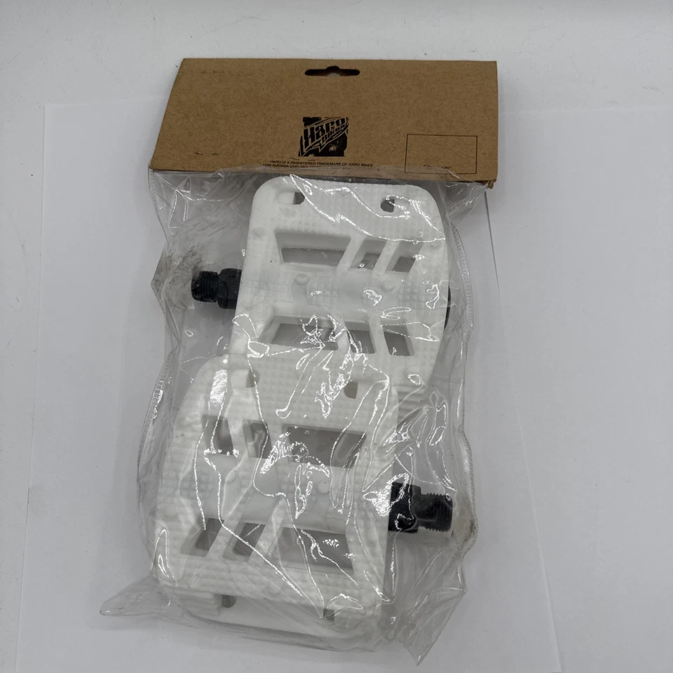 Pedales blancos BMX Haro Mid School NOS, 9/16” 1997 nuevos en paquete plataforma Foto 1 de 4
