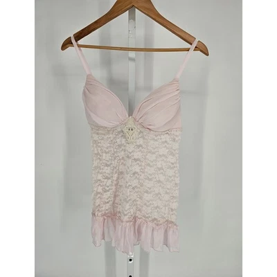 Apt 9 Intimates Womens Sz M Light Pink Babydoll Nightie Nightgown Lace  - Image 1 of 4