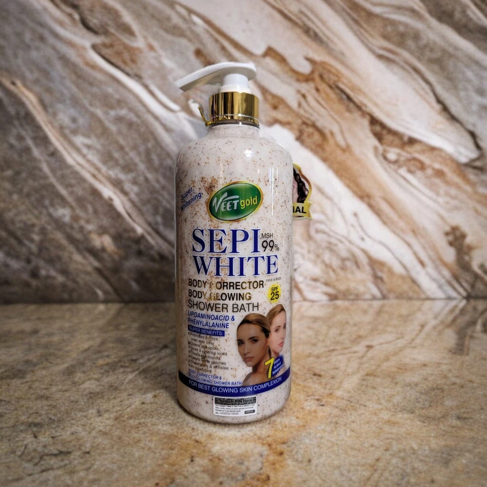 Veet Gold Sepi White Glowing Face Body Shower Bath 1000ml. 2pcs