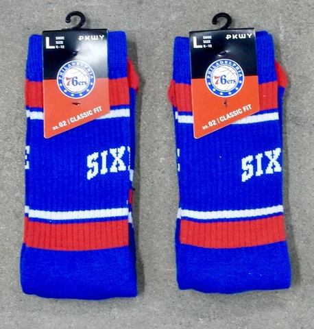 2 Pack Philadelphia 76ers Sixers Embiid Jersey Crew Socks NBA Stripe Blue Red Cover