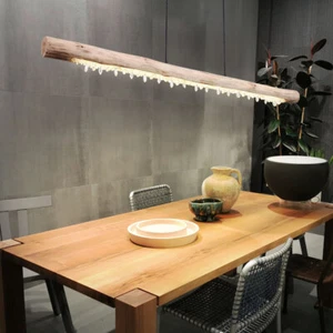 LED Pendel Holz Balken Schlaf Zimmer Kristall Decken Leuchte Design Hänge Lampe - Bild 1 von 12