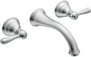 Moen T6107 Kingsley Doppelgriff Wandmontage Badezimmer Wasserhahn in Chrom - Bild 1 von 5