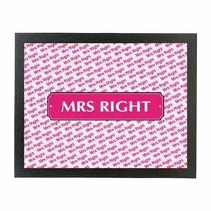 Mr Right Mrs Always Right Cushion Laptop Lap Dinner Tray Couples Wedding Gift - Picture 1 of 8