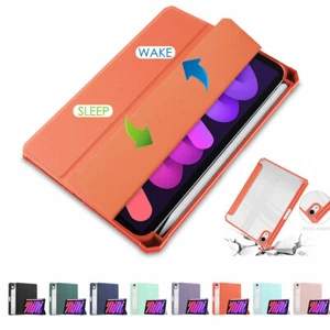 For Apple iPad Mini 6 A17 Pro Stand Leather Clear Case Smart Cover PencilHolder - Picture 1 of 76
