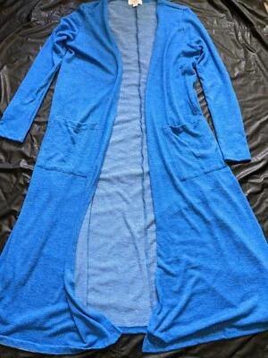 Cárdigan Lularoe Sarah Plumero Azul Bolsillos Delanteros Abiertos Rayón Poliéster Foto 1 de 4