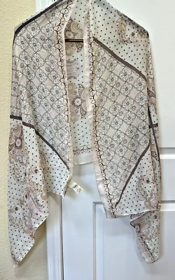 Free People Scarf Women Polka Dot Lightweight Pink Cream Brown Boho Cottagecore - Image 1 of 4