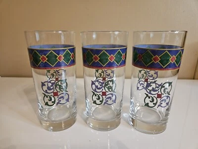 Vasos de vidrio clásicos Pfaltzgraff Amalfi 16 oz. Juego de 3 verde azul rojo Foto 1 de 4