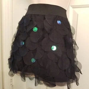 Black Tulle Circle Skirt/Skort with Large Iridescent Sequin Accents By Justice - Picture 1 of 6