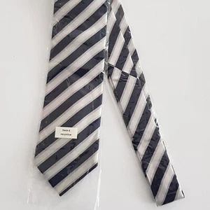 Original Mijas Herren Anlass / Business Krawatte - Navyblau silber gestreift - Picture 1 of 3