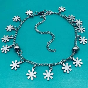 Brand New Stainless Steel Flower Anklet - Adjustable 9.5-11.5” Waterproof - Picture 1 of 4