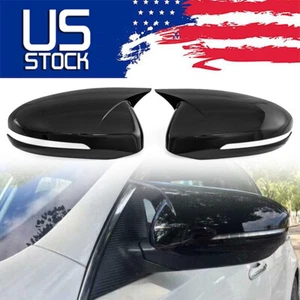 Gloss Black Door Side Mirror Cover Guard Cap OX Horn For 2011-2015 Kia Optima K5 - Picture 1 of 10