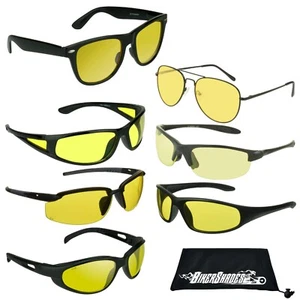Yellow Lens Sunglasses Glasses Night Driving Motorcycle Ride Cycling Men Women - Picture 1 of 91