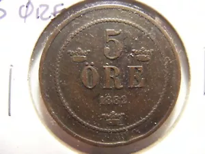 Sweden 1882, 5 Ore, KM#736, VF - Picture 1 of 2
