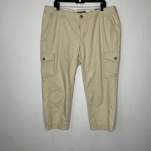 Eddie Bauer Womens Size 16 Cargo Capri Pants Beige Ripstop Cotton - Picture 1 of 9