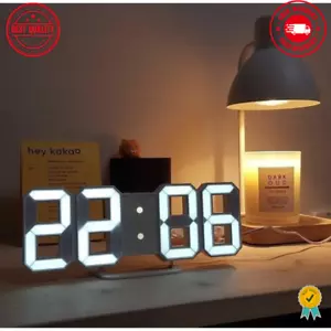 3D LED Digital Alarm Clock with Time, Date, Temperature Display, Wall Mountable - Picture 1 of 22