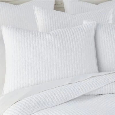 - Cross Stitch Bright White Bedspread Set - King Quilted Bedspread and Two Ki... - Image 1 of 4