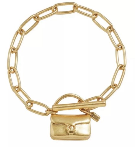 Bracciale maglia catena ciondolo borsa VIRAL Coach Mini Tabby nuovo con etichetta!