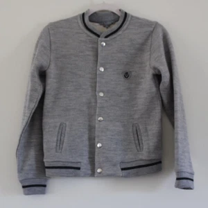 NWT Bonpoint Boys Gray Wool Cardigan Bomber Jacket Snap Front 12 - Picture 1 of 8