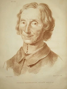JC FRANÇOIS (1717-1769) GRAVURE XVIII° SANGUINE PORTRAIT MALEBRANCHE PHILOSOPHIE - Foto 1 di 3