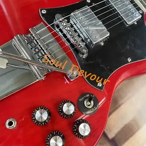 Guitarra Eléctrica USA Roja SG Diapasón Sólido Cromo Herrajes Con Barra Envío Gratis - Imagen 1 de 7