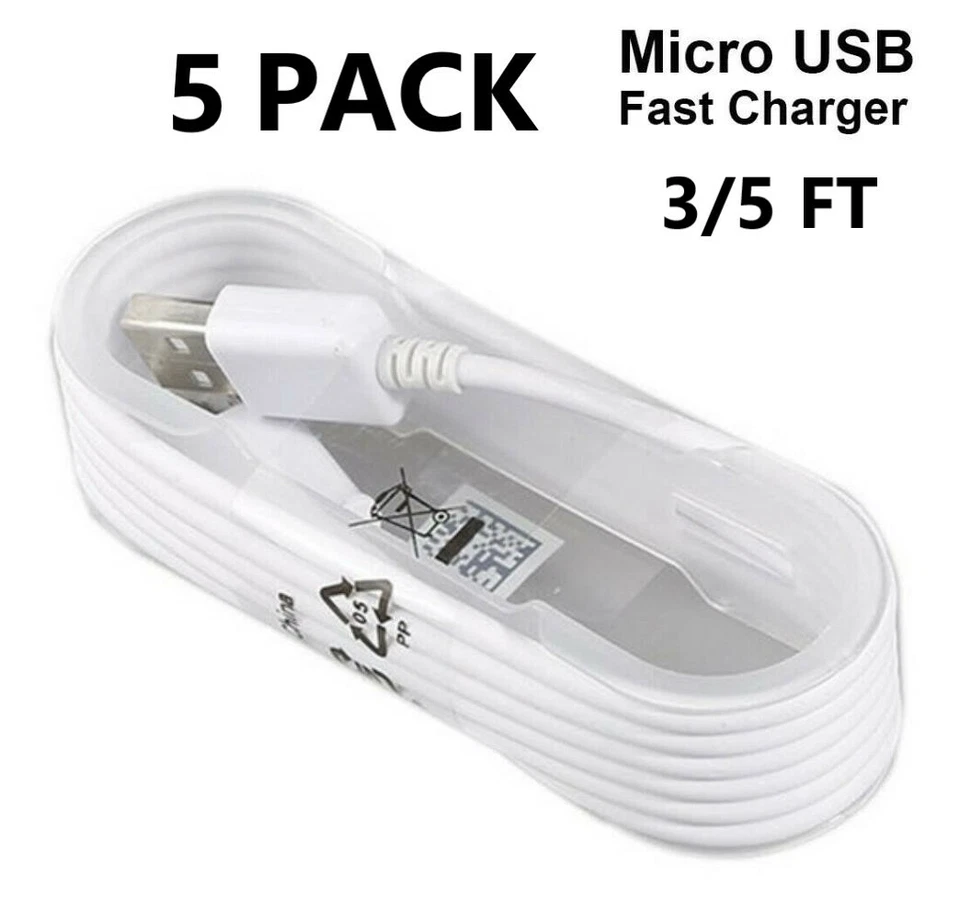 5-Pack Fast Micro USB Cable Charger Cord For Samsung Galaxy J7 S6 S7 Edge - Image 1 of 1