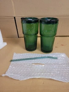 Joeyan 550ml Taza de Vidrio con Pajita y Tapa,Juego de 2 Tarros de Vidrio Acanalado... - Imagen 1 de 5