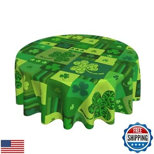 DaLizA St.Patrick's Day Round Tablecloth 70 Inch Green Shamrock Table Cover W - Picture 1 of 5