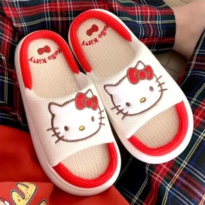 Sanrio Hello Kitty Quilted Linen Slides Slippers House Shoes Cushion Sole Size 7 - Picture 1 of 13