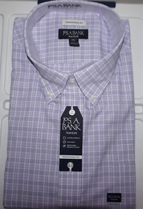 Jos A Bank Big Tall Traveler Dress Shirt 18.5 - 32/33 Lavender Glen Check (BR) - Picture 1 of 4