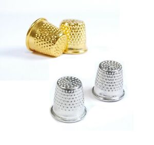 Silver & Gold Metal Thimbles - Finger Protector Sewing Grip Shield Protector