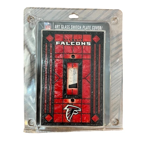 NFL Atlanta Falcons Memory Company Glass Switch Plate Cover Red Black Logo New Cover