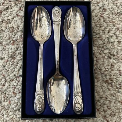 3 cucharas vintage de plata de los presidentes estadounidenses de ROGERS JFK Van Buren Harrison Foto 1 de 4