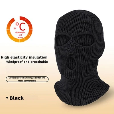 Máscara de esquí de 3 agujeros cubierta facial completa exterior invierno tejido pasamontañas para ciclismo EE. UU. Foto 1 de 4