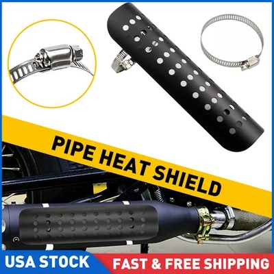 1x Universal Exhaust Muffler Pipe Heat Shield Cover Heel Guard Motorcycle Black - Image 1 of 4