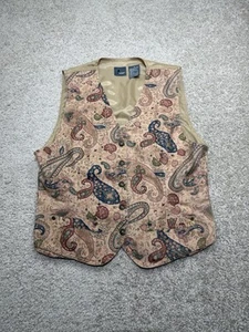 Vintage Liz Claiborne Brown Western Paisley 90S Button Front Vest Sz Medium - Picture 1 of 6