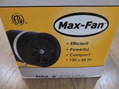 Can Fan Max Fan 8" 675 CFM  EL008 E2 01 Exhaust Blower Ventilation Hydroponics - Image 1 of 4